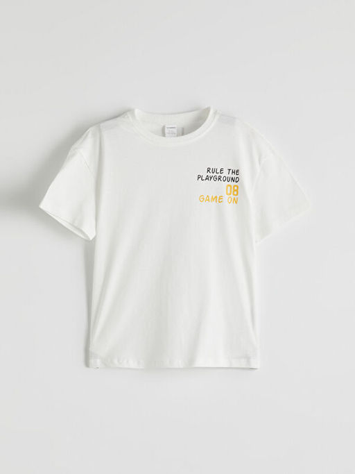 Bisiklet Yaka Yaz? Bask?l? Erkek ?ocuk Ti??rt