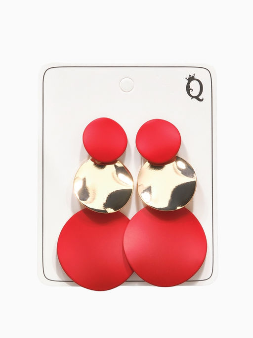 Серьги металл Азелия круги, трио, цвет красный в золоте