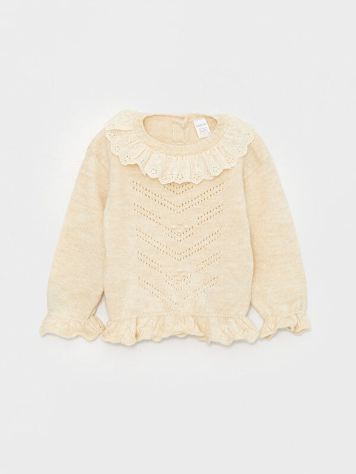 Bisiklet Yaka Kendinden Desenli K?z Bebek Triko Kazak - Waikiki фото 3