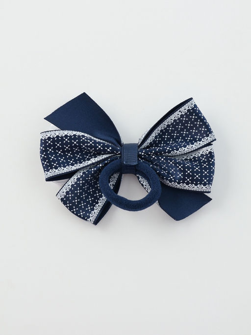 Цена за 6 шт. Бант для волос на резинке «Школьница», мелкий узор, 8 см, бело-синий
