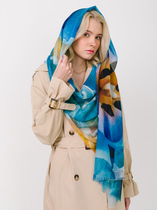 Большой, мягкий, тонкий и очень нежный двусторонний палантин с рисунком в стиле арт-деко - Tantino фото 9