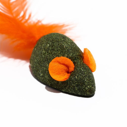 Мышь для кошек из прессованной кошачьей мяты с хвостом из перьев, 5 см - Пижон фото 2