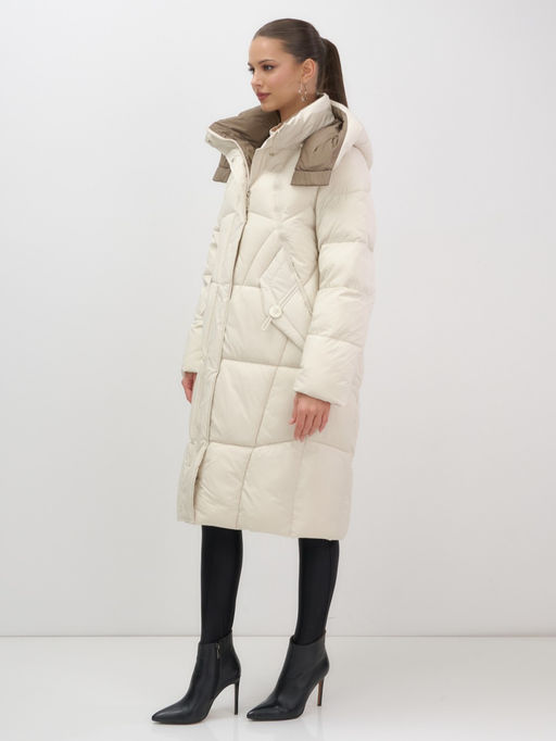 Пальто зимнее Visdeer 7709B женское утепленное 240 г/м² бежевое  фото 6