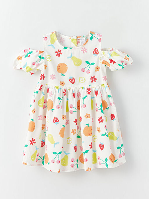 Bisiklet Yaka Bask?l? K?z Bebek Elbise