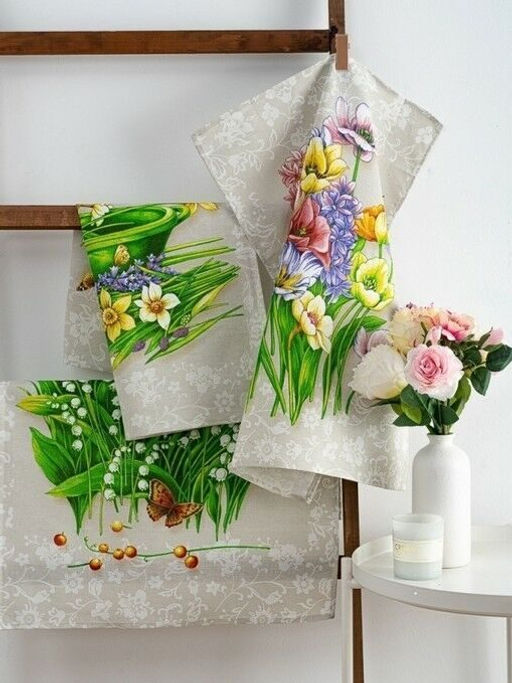 К-т полотенец Аромат 50*60 см. - 3 шт. рогожка хлопок 100% - Лен поволжья фото 2