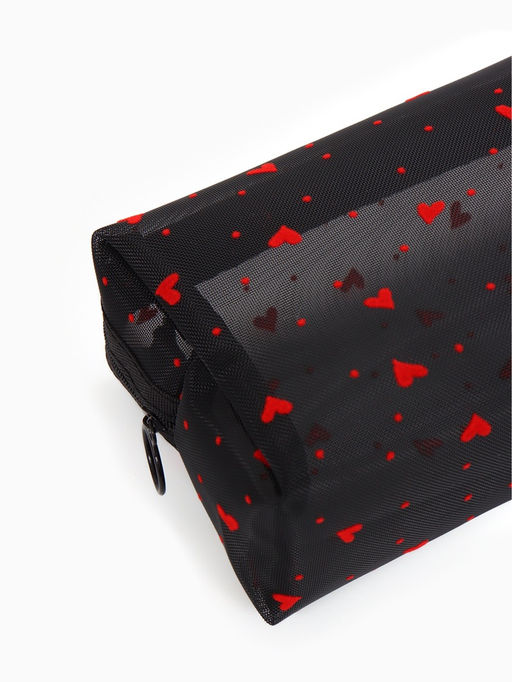 Косметичка дор Сердца, сетка 18*7,5*10, отд на молнии, черный