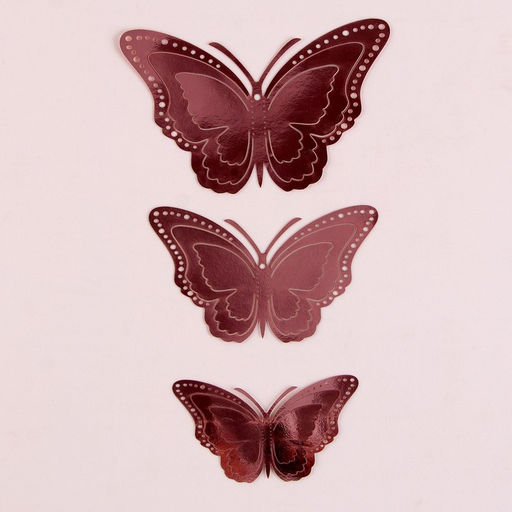 Набор для украшения Бабочки, 12 штук, цвет розовое золото - Страна карнавалия фото 3