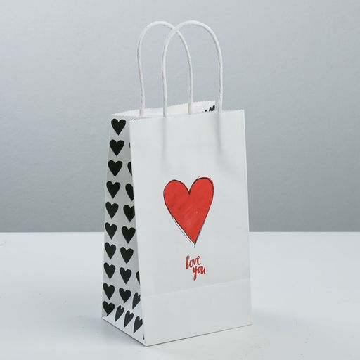 Пакет подарочный крафтовый Love you, 12 21 9 см - Дарите счастье фото 2