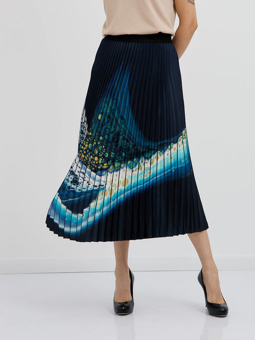 юбка плиссированная в синем цвете с абстрактным принтом - Glenfield фото 4