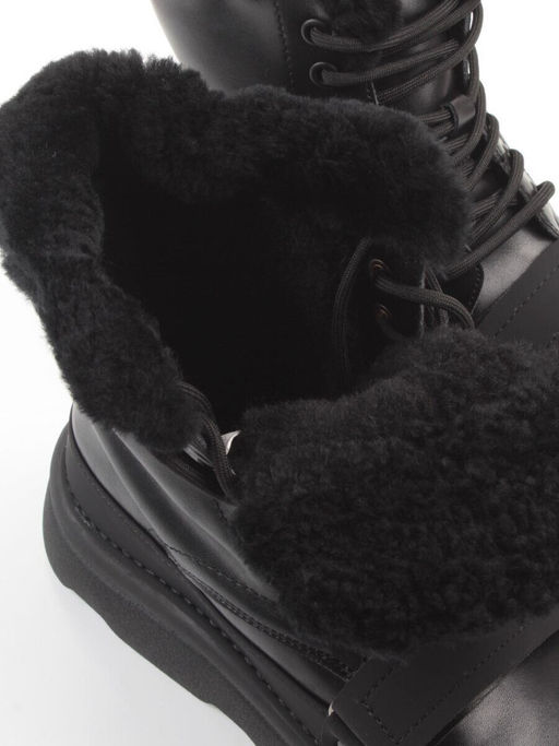 04-PAJ76-1Z BLACK Ботинки зимние женские (натуральная кожа, натуральный мех, 100% шерсть)