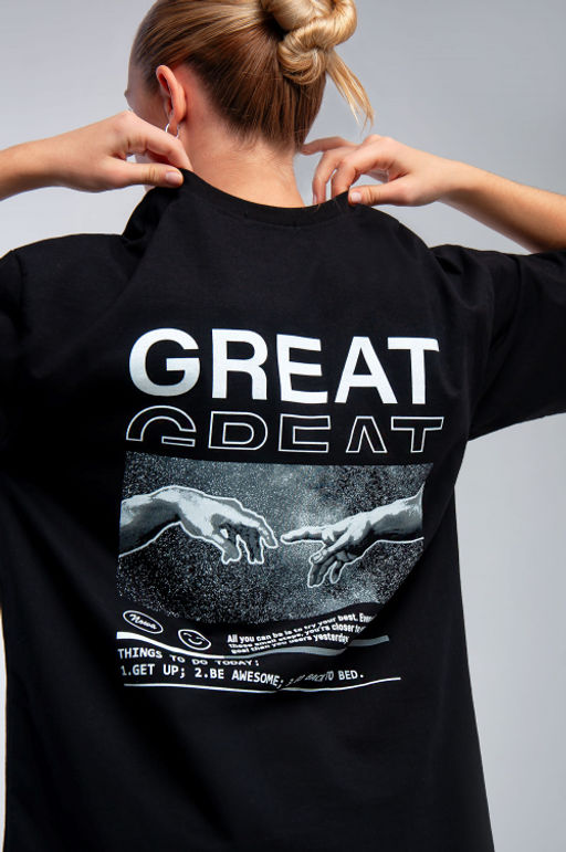 Арт. 31129 Футболка женская оверсайз 44-52 (5 шт) Цвет:черный - Калинка фото 5