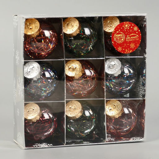 Ёлочные игрушки Мелодия, шары новогодние, d=6 см, набор 9 шт., диско ассорти, МИКС - Зимнее волшебство фото 4