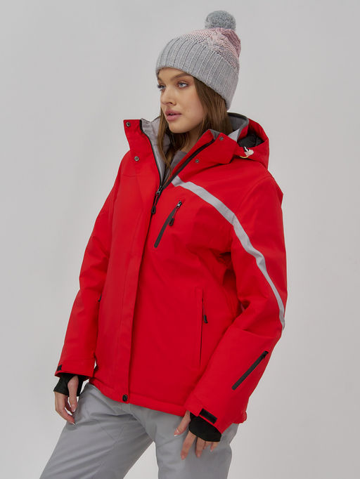 Горнолыжный костюм женский зимний красного цвета 07017Kr