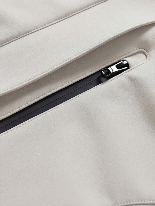 Парка женская софтшелл виндстоппер удлинённая с капюшоном белого цвета 9618_1Bl