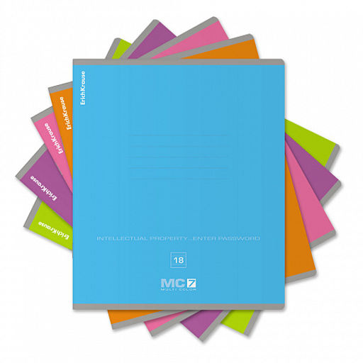 Цена за 10 шт. Тетрадь школьная ученическая ErichKrause MC-7 ассорти, 18 листов, линейка (в плёнке по 10 шт.)_MIX-PACK