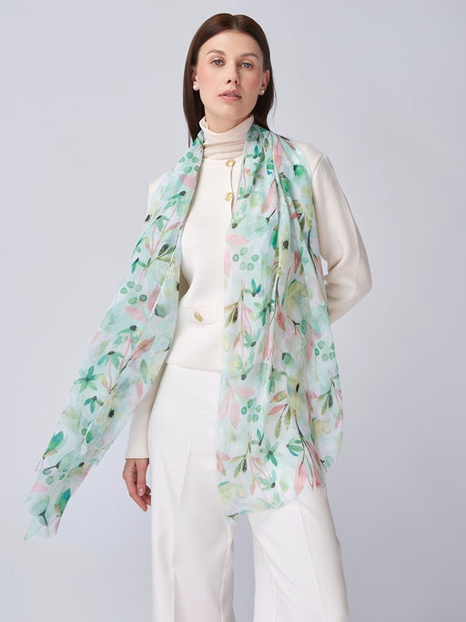 Большой, мягкий, тонкий и очень нежный двусторонний палантин с рисунком - Tantino фото 8