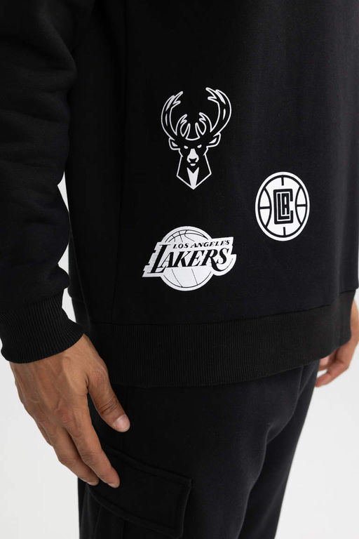 DeFactoFit толстый свитшот комфортного кроя NBA Current Teams с круглым вырезом  фото 7