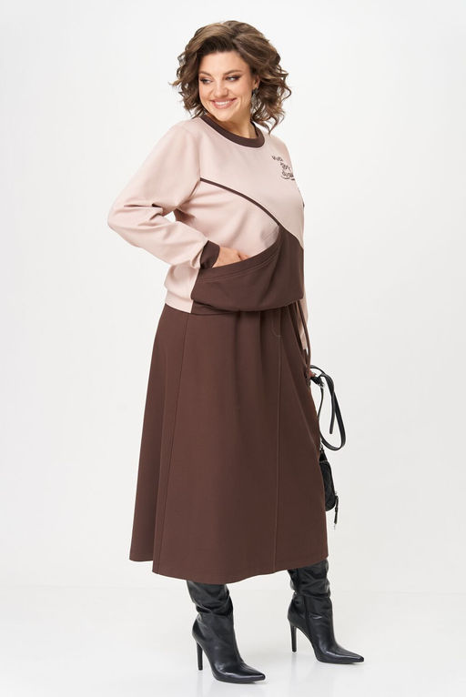 Костюм Aira Style 24129/1 пудра+коричневый