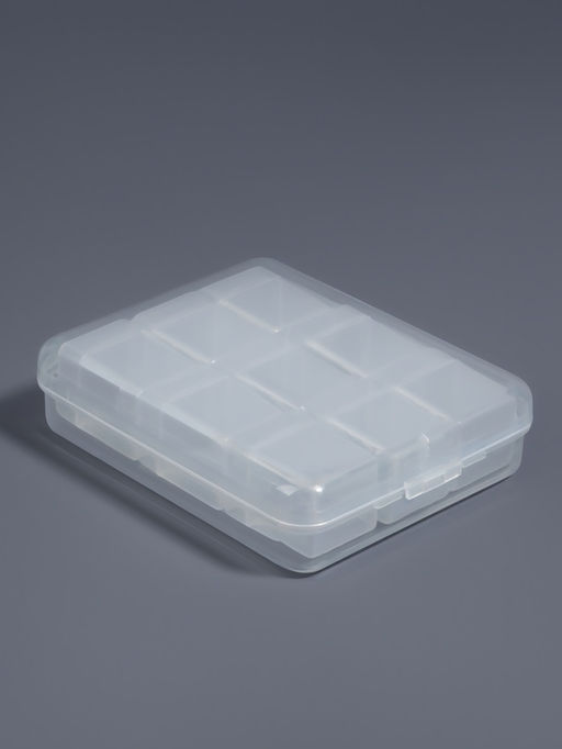 Цена за 4 шт. Органайзер для хранения мелочей, 9 баночек, в контейнере, 11.5×9×2.7 см, прозрачный