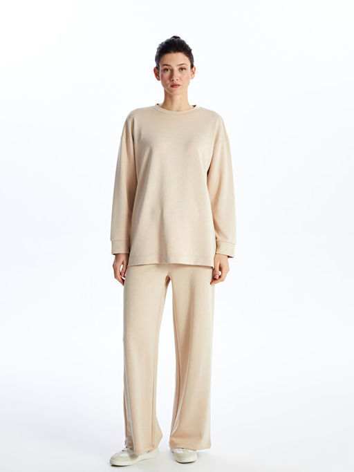 Bisiklet Yaka D?z Oversize Kad?n Sweatshirt Tunik