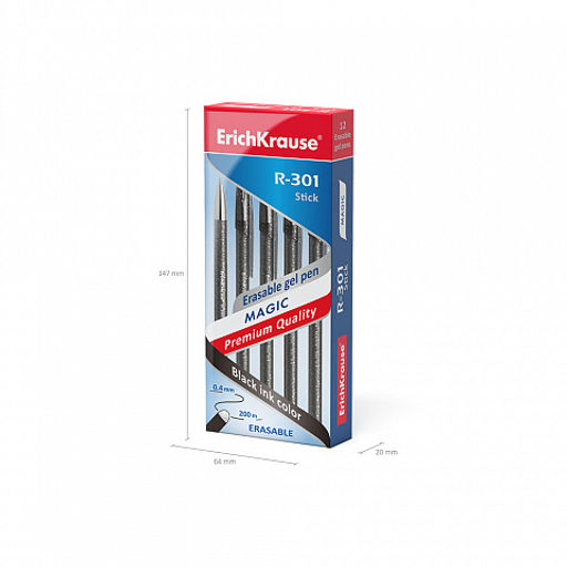 Цена за 12 шт. Ручка гелевая сo стираемыми чернилами ErichKrause R-301 Magic Gel Stick Original 0.5, цвет чернил синий (в коробке по 12 шт.)