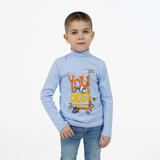 Джемперводолазка голубая рисунок самокат