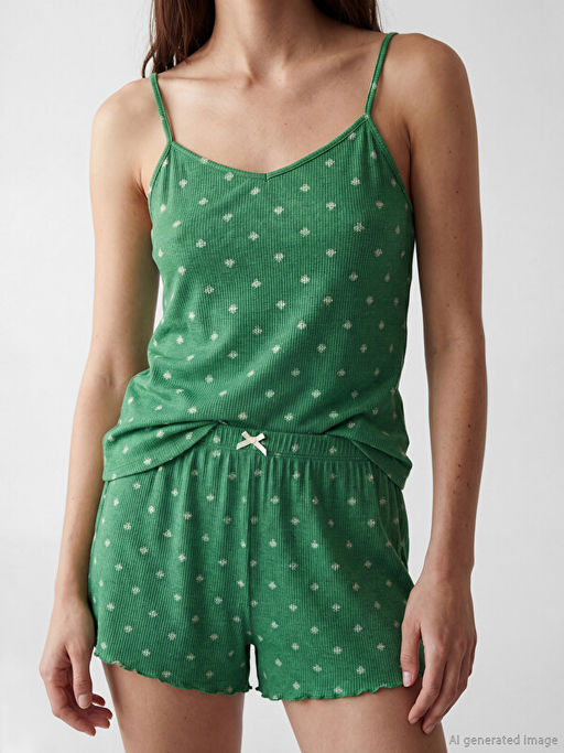 Desenli Kad?n ?ortlu Pijama Tak?m?