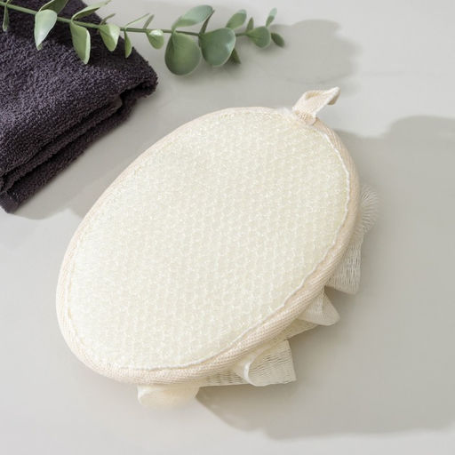 Цена за 2 шт. Мочалка для тела массажная со скрабером Доляна «Афродита», 11×16 см, бежевая