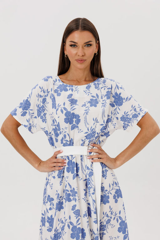 Платье Lars Style 1074/2 молочно-голубой принт