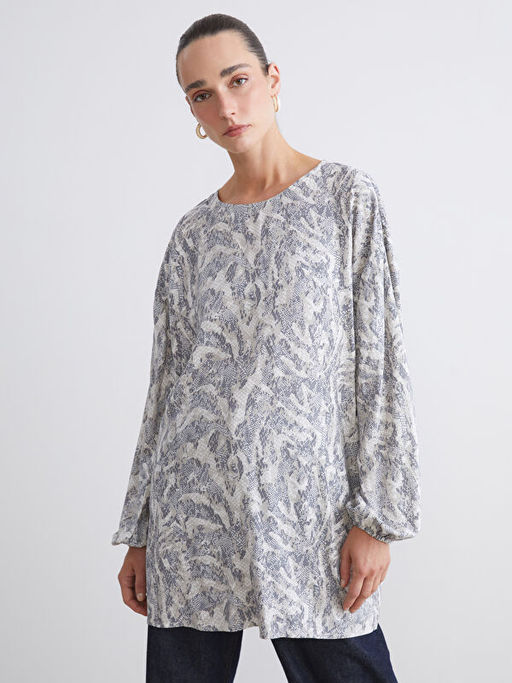 Bisiklet Yaka Desenli Bluz