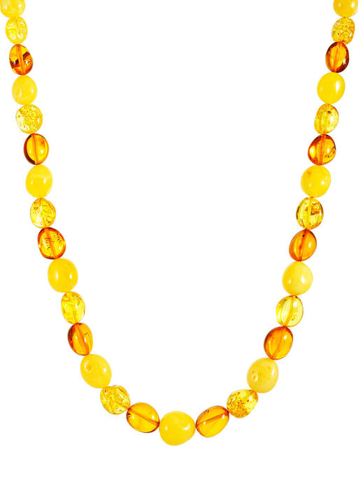 Очаровательные бусы из натурального янтаря Оливка крупная трехцветная