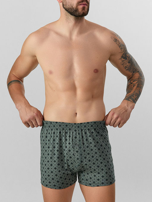 Цена за 2 штуки! Мужские трусы-шорты серые с узором - Mark formelle фото 2