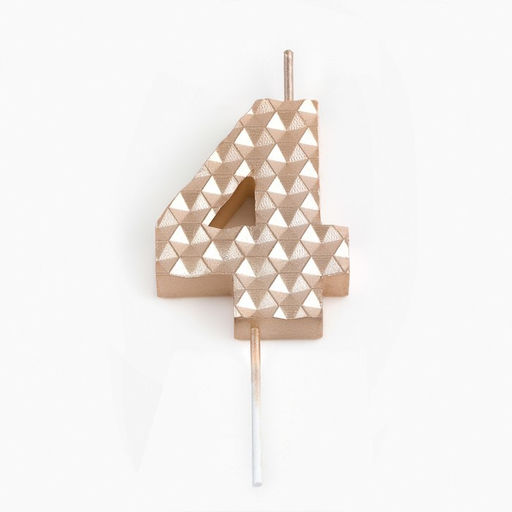 Свеча в торт на шпажке «Соты», цифра 4, 7 см, шампань