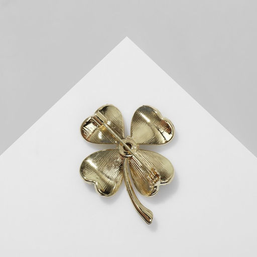 Брошь Клевер друза, цвет светло-зелёный в золоте - Queen fair фото 3