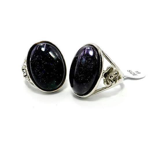 Кольцо с камнем Авантюрин синий оберег на везение и обретение богатства