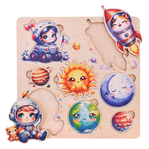 Пазл вкладыш деревянный Космос цветной - Задира фото 2