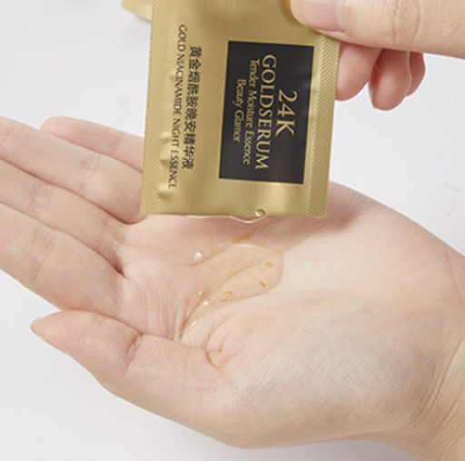 Увлажняющая эссенция с биозолотом и никотинамидом  24K gold serum, 2 мл х 30 - Hanfen фото 2