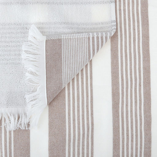 Полотенце махровое "Полосатый рейс" 50х90см, хлопок 100%, с бахромой, бежевый (Китай)