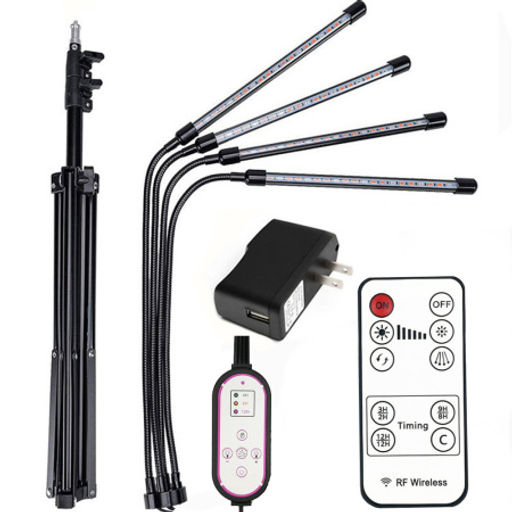 Светильник настольный / Фитолампа для растений с 4 лампами на подставке (Пульт дистанционного управления) + адаптер для розетки / FITLED5-3 /уп 10/ - Галеонтрейд фото 10