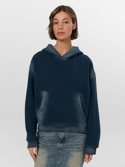 Худи женское зеленое с потертостями