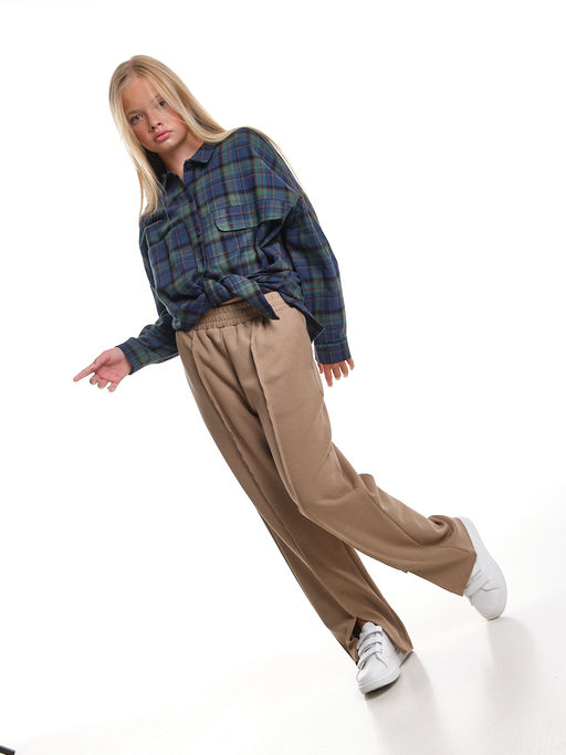 Брюки со строчкой для девочки 33-7499 хаки - Mini maxi фото 6