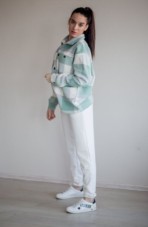 512 Рубашка клетка, мятный - Knitka wear фото 4