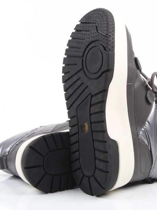 04-WG039-1M GRAY Ботинки зимние женские (натуральная кожа, курточная ткань, 100% шерсть)