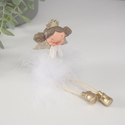 Фигурка настольная полистоун «Ангелочек-принцесса пушок стесняшка с длинными ножками», на полку, 8.5×5.5×4 см