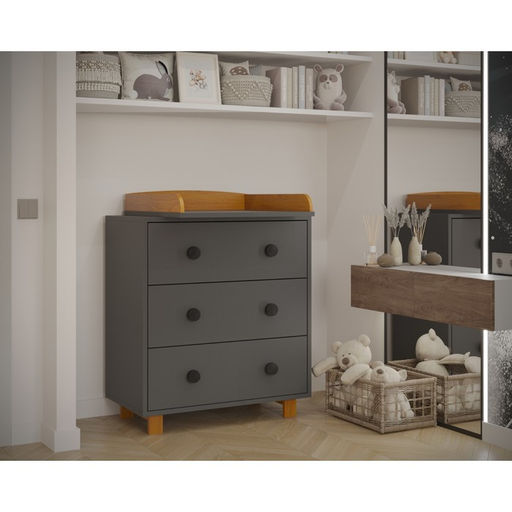 Комод пеленальный ИНКАНТО PAPI Lux 800/3, графит/бук - Simaland фото 5