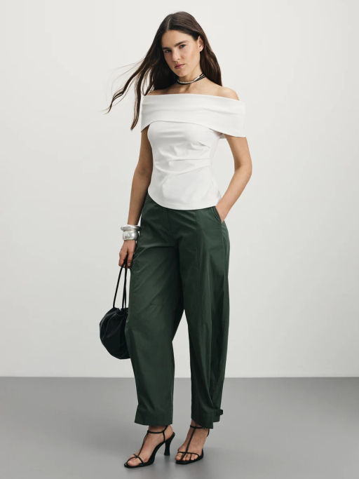 Приталенный топ со спущенными плечами / Zarina  фото 2