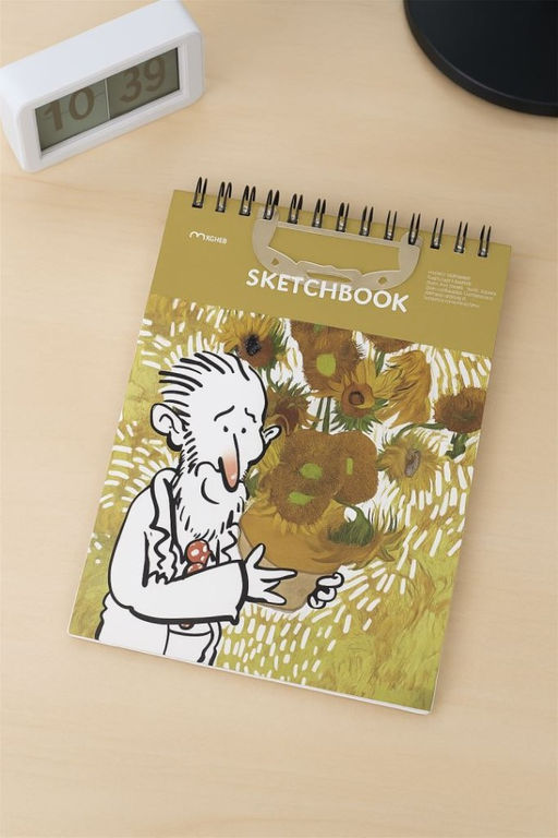 Скетчбук (B5) "Vincent with sunflowers", yellow (18*25) 30 л. 130 г/м