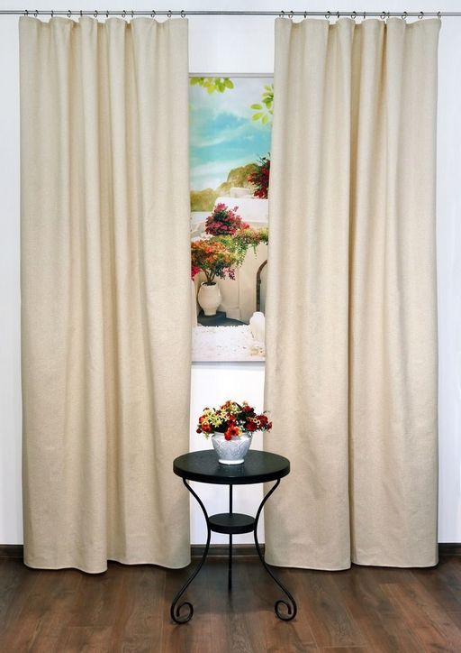 Комплект штор из рогожки Штрихи-пшеничный тесьма хлопок 100% - Лен поволжья фото 3