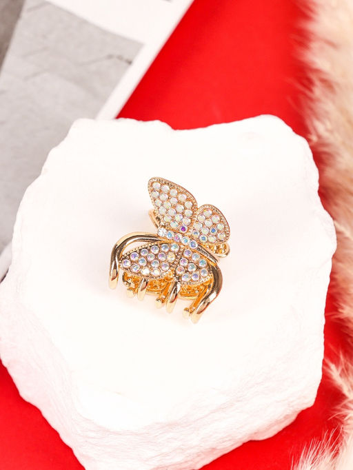 Цена за 6 шт. Крабик для волос «Одри», бабочка стиль, 2.5 см, золото