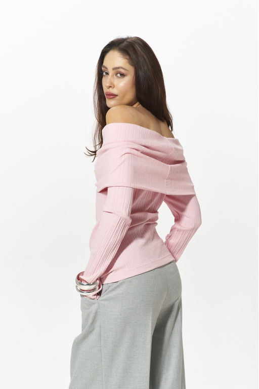 Лонгслив с открытыми плечами Pink - Erist store фото 2